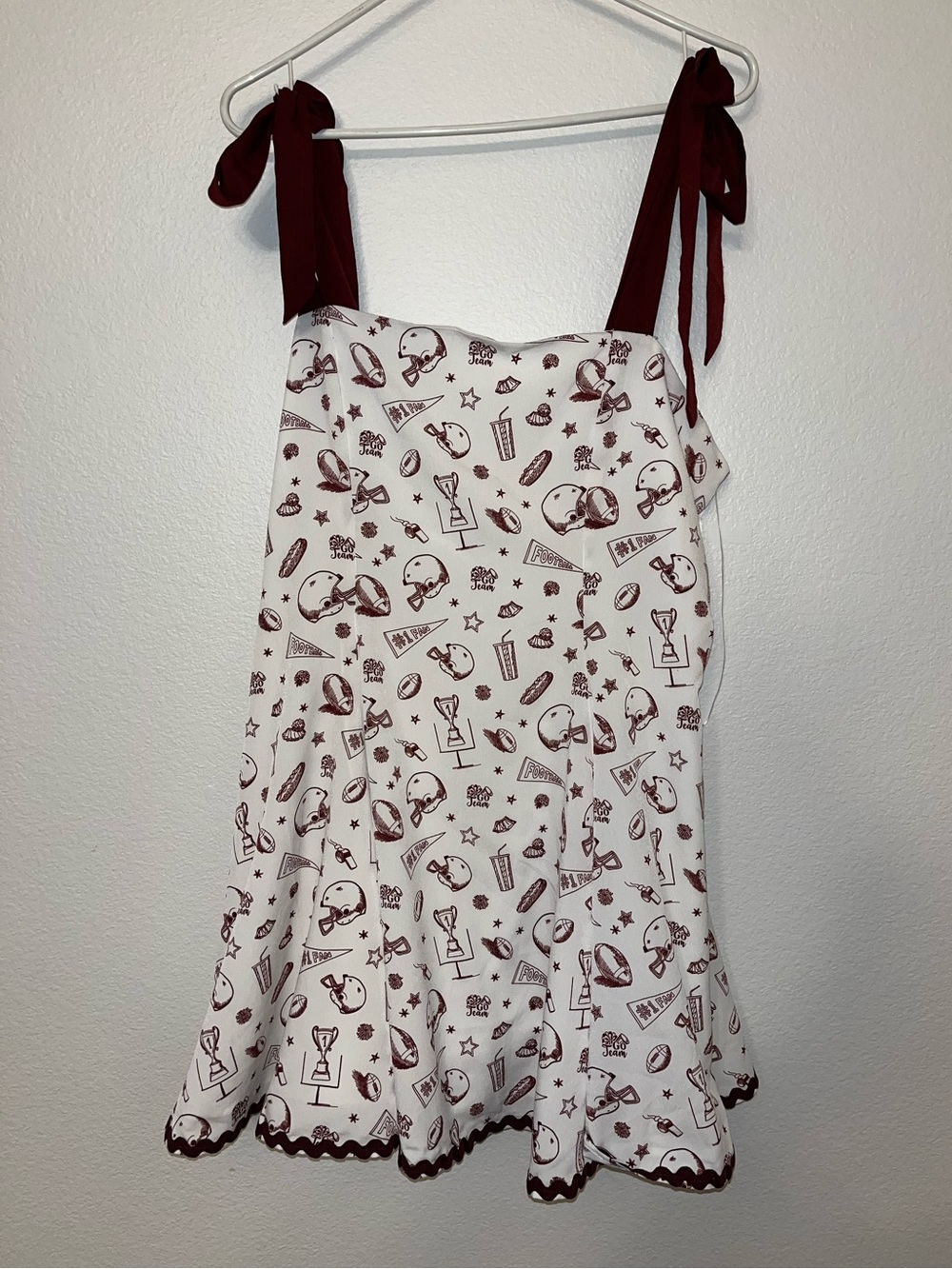 Francesca's Collections White Dress with Burgundy Print & Tie Straps - Picture 2 of 7